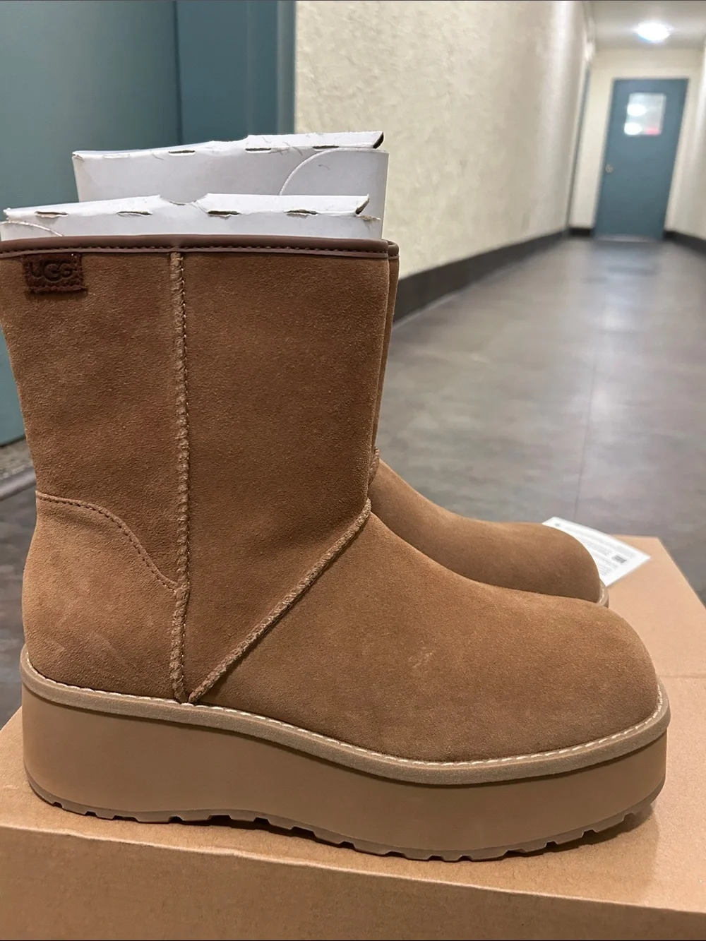 UGG Women’s CITYFUNC Chestnut Suede Mid-Calf Zip Boots BRAND NEW BOX AUTHENTIC